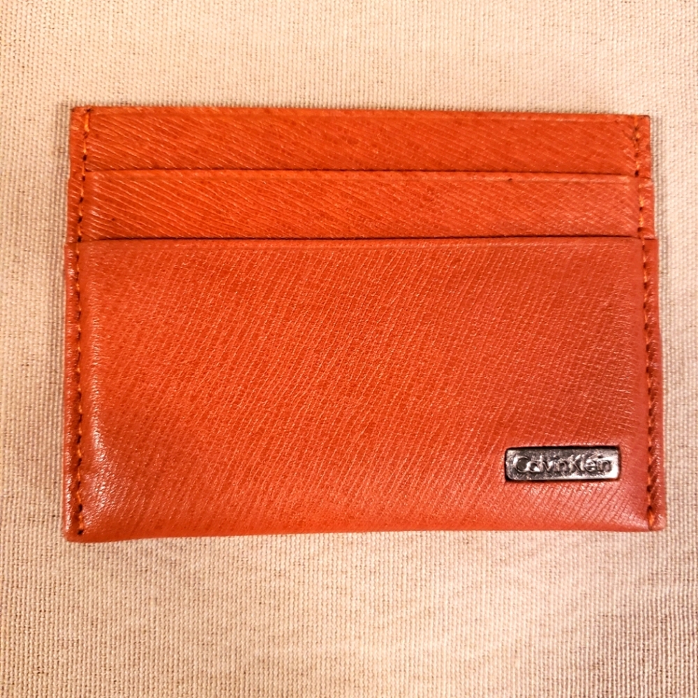 CALVIN KLEIN FULL GRAIN LEATHER CREDIT CARD WALLET